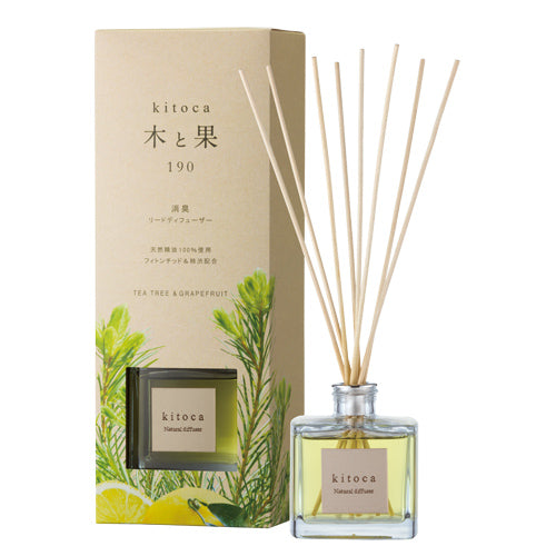 木と果 消臭リードディフューザー 190mL【ティートリー&グレープフルーツ】天然精油100%使用