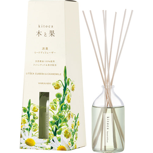 木と果 消臭リードディフューザー 90mL【リツェアクベバ&カモミール】天然精油100%使用
